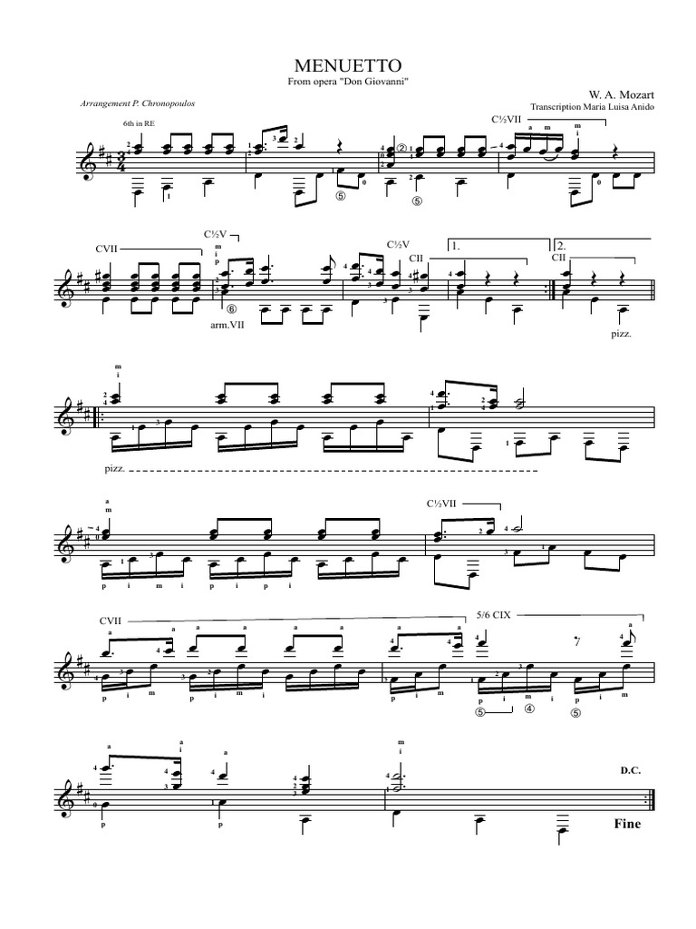 W. A. Mozart - Menuetto - Tr. Maria Luisa Anido | PDF