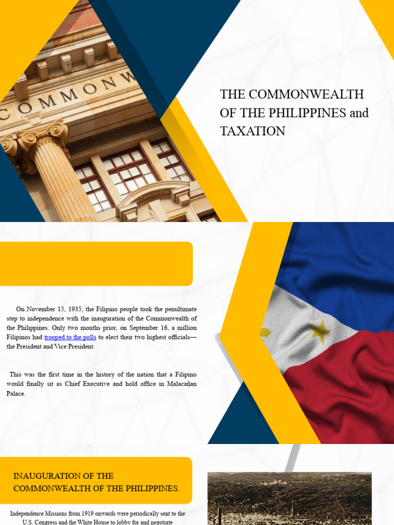 THE COMMONWEALTH OF THE PHILIPPINES and TAXATION PDF Taxes