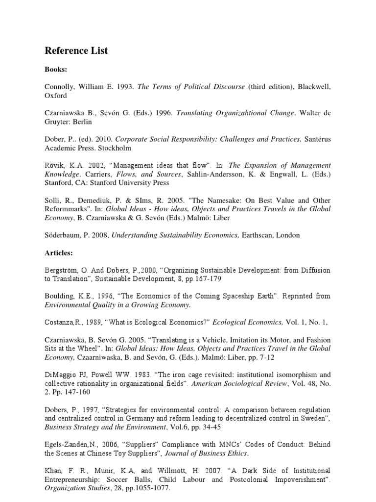 Reference List | PDF
