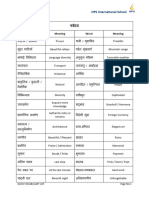 Vocabulary List Hindi