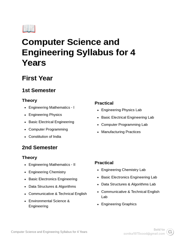 CS Engineering 4-Year Curriculum | PDF | Engineering | Computer Science