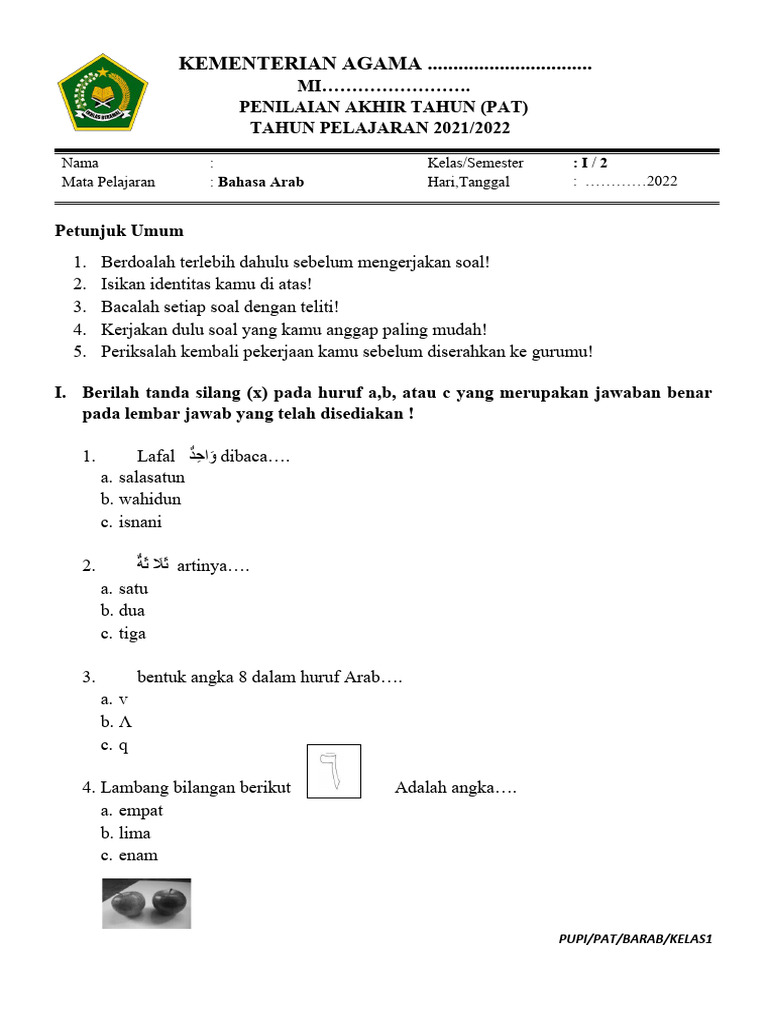 soal-pat-bahasa-arab-kelas-1-pdf