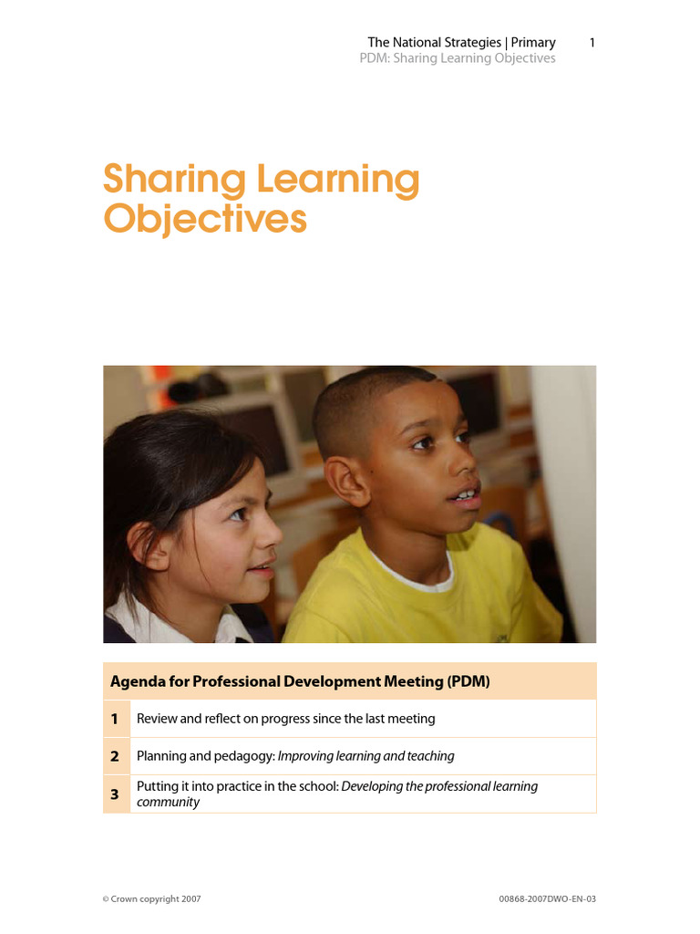 PDM Sharing Objectives PDF Curriculum Learning