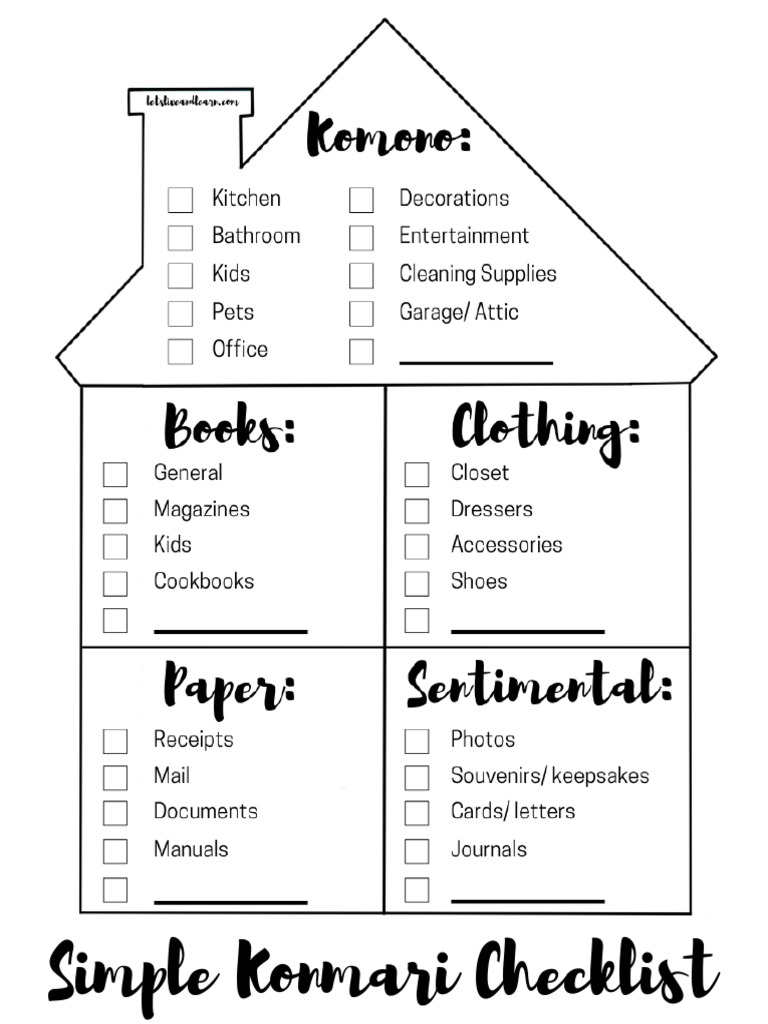 Konmari Checklist Free Printable Images And Photos Finder