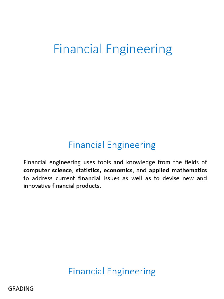 Financial Engineering Presentation | PDF | Bonds (Finance) | Arbitrage