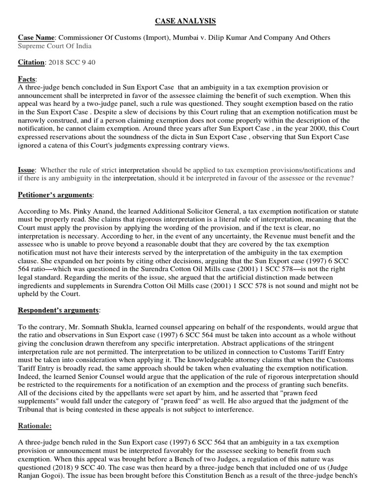 Case Analysis PDF Statutory Interpretation Common Law