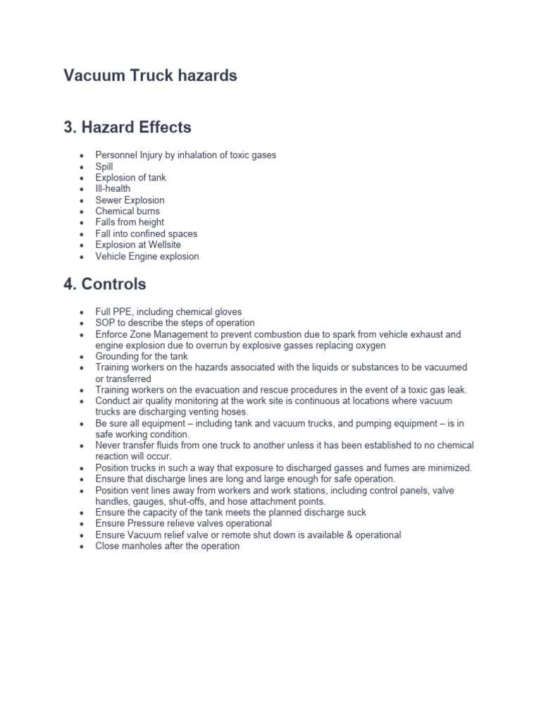 Vacuum Truck Hazards PDF