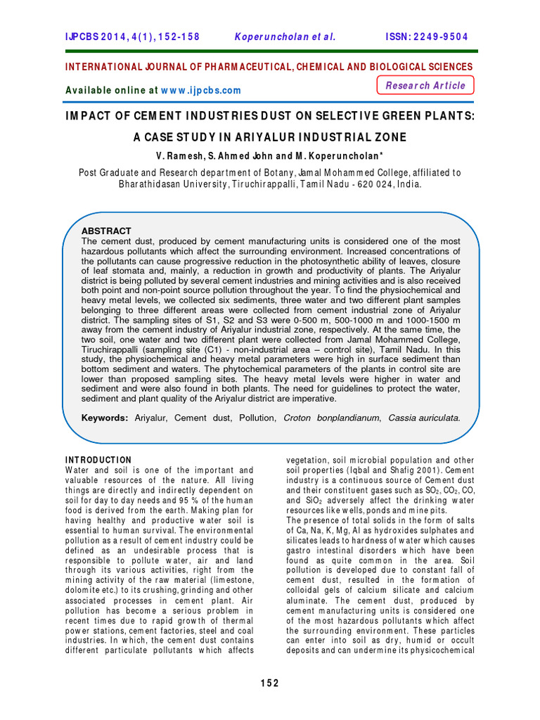 Cement Dust Impact on Plants in Ariyalur | PDF | Soil | Water