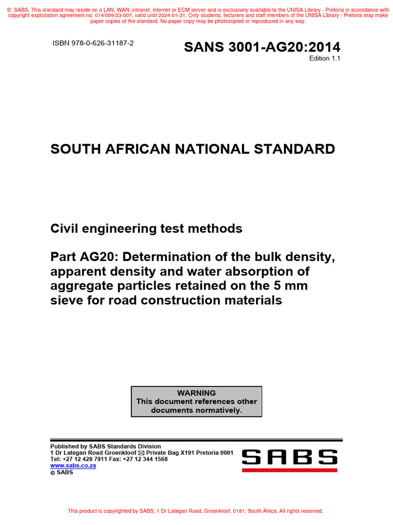 Sans3001 Ag20 | PDF | Density | Kilogram