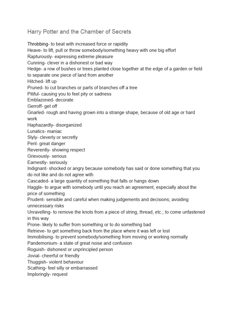 Vocabulary from Chamber of Secrets | PDF | Botany