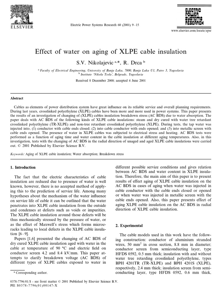 Water Impact on XLPE Cable Insulation | PDF | Insulator (Electricity ...