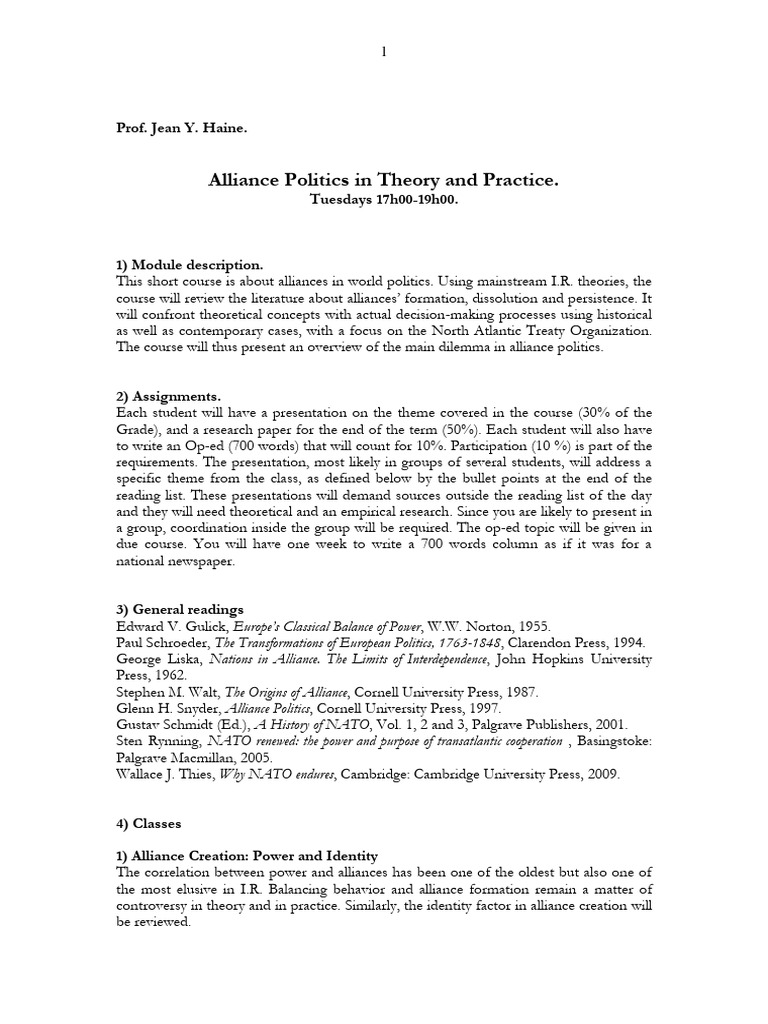 Alliance Theory Practice Module | PDF | Nato | International Relations