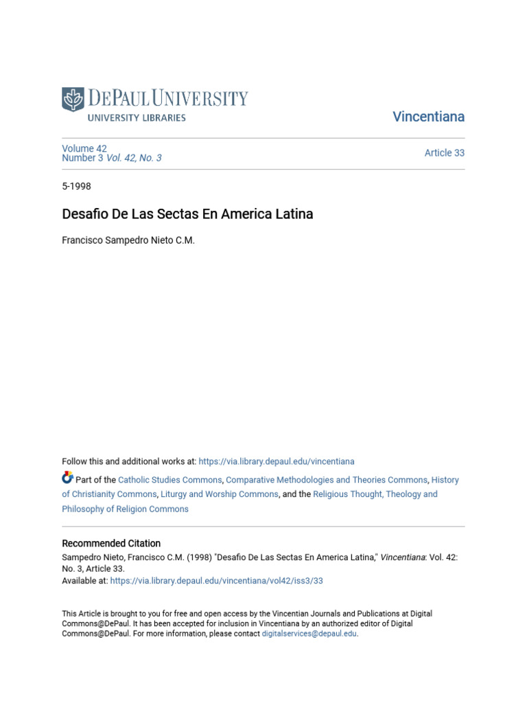 Sectas y Desafíos en América Latina | PDF | Iglesia Católica ...