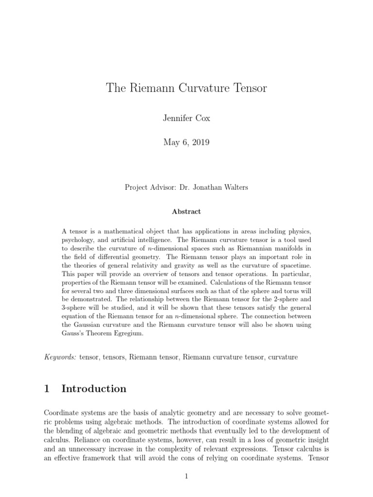 The riemann curvature tensor pdf tensor euclidean vector