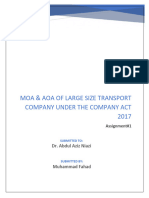 Memorandum & Article of Association of A Large Size Transport Company