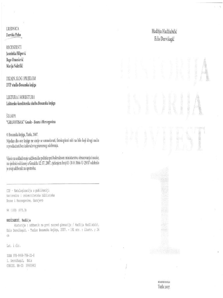 Historija Za 1 Razred Hadzija Hadziabdic PDF