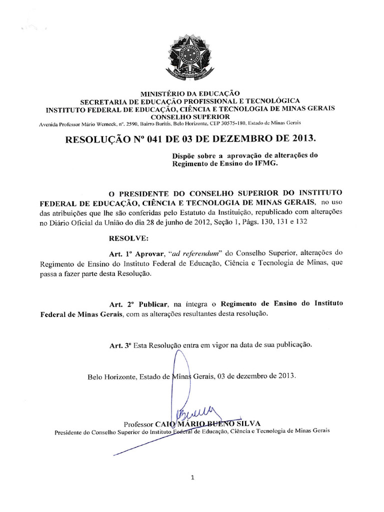 Regimento de Ensino Do IFMG | PDF
