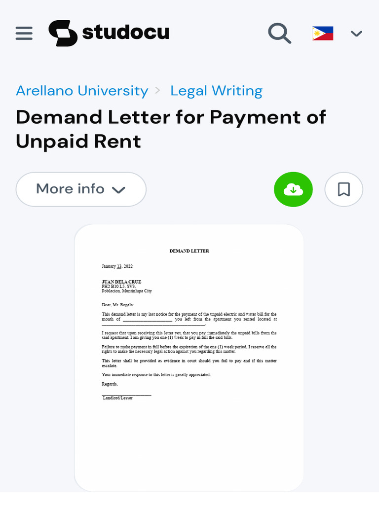 Demand Letter for Unpaid Rent | PDF | Law | Home & Garden