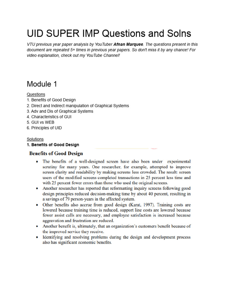 UID Super Imp Questions & Solutions | PDF | Menu (Computing ...