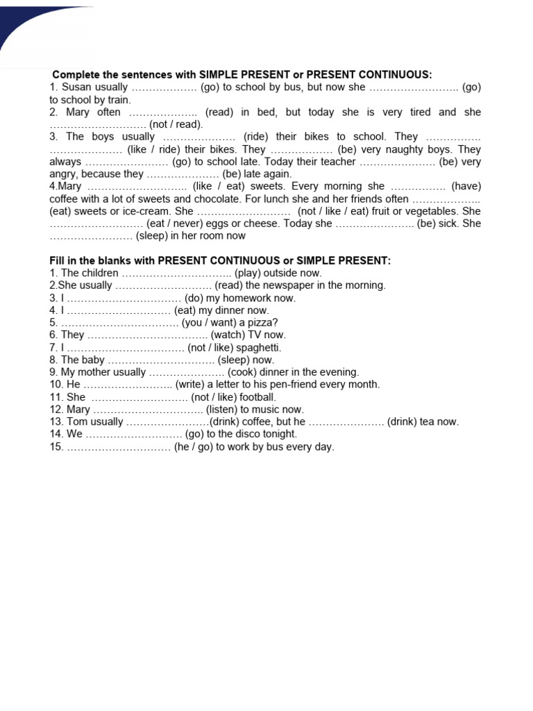 Present Simple and Present Continuous Ss 2 | PDF