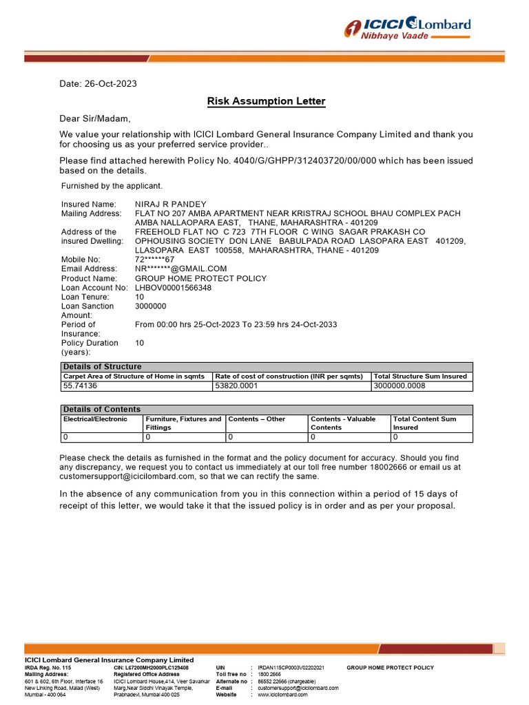 Risk Assumption Letter PDF Infection Insurance