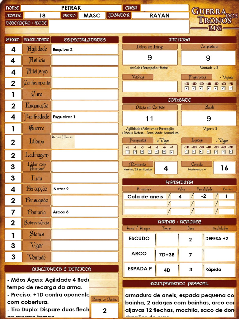 Ficha Editavel Got | PDF