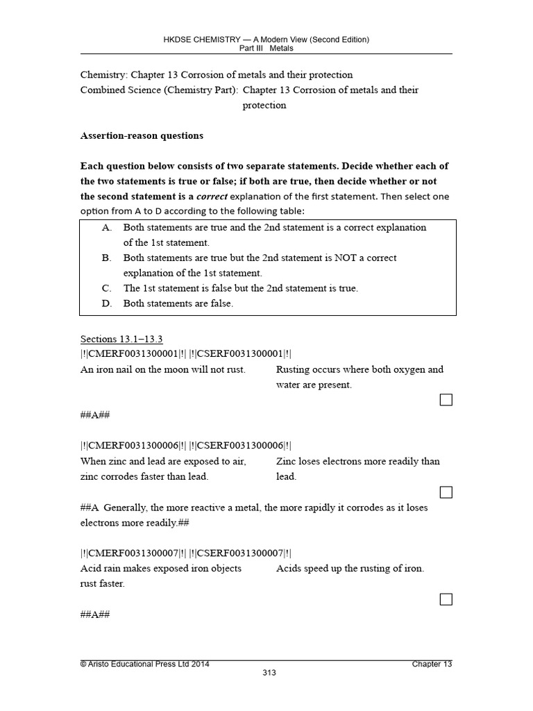 Chapter 13 assertion reason questions pdf rust corrosion