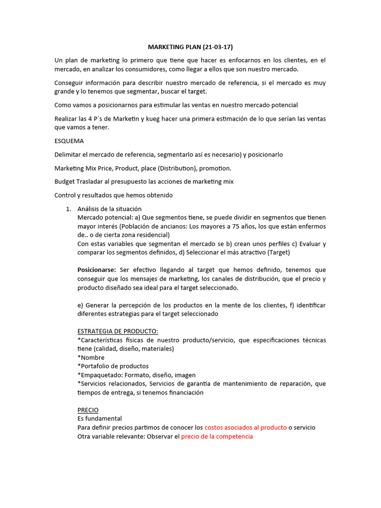 Plan de Marketing: Estrategias y Análisis | PDF | Marketing | Producto ...
