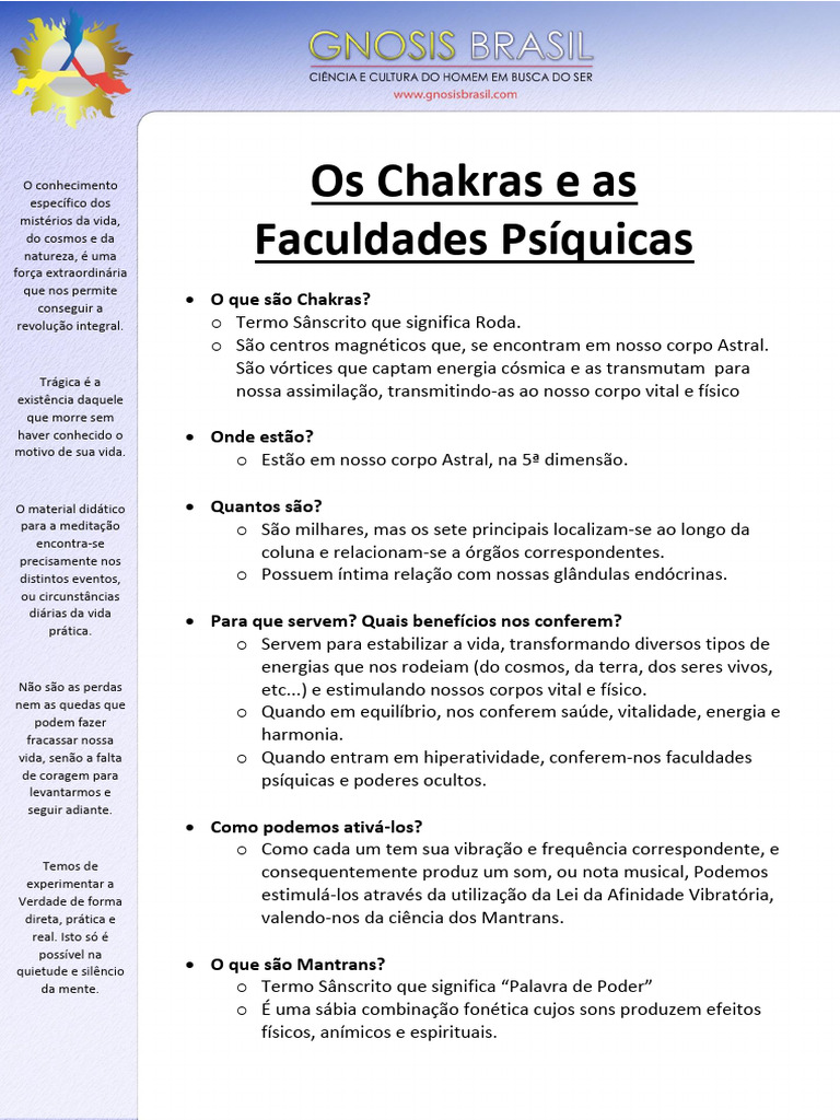 Chakras e Mantras: Energia e Meditação | PDF | Chacra | Corpo humano