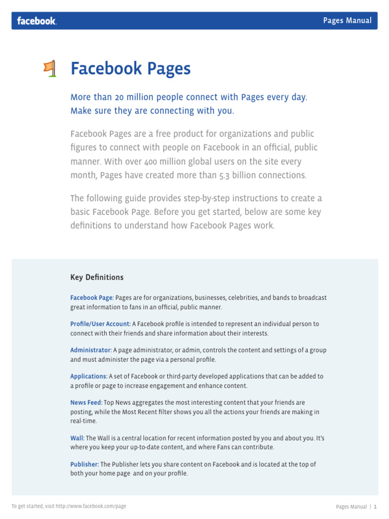 Facebook Pages Guide Pdf Facebook Mobile App
