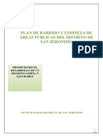 Plan de Barrido Y Limpieza de Areas Publicas Del Distrito de San Jeronimo