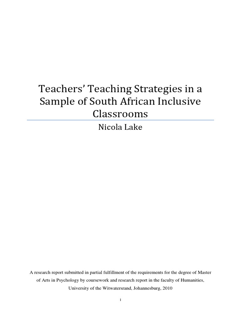 Teaching Strategies in South African Classrooms | PDF | Inclusion ...