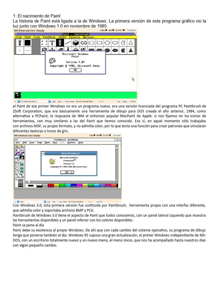 Historia de PC Paintbrush y Paint | PDF | Hardware de la computadora ...