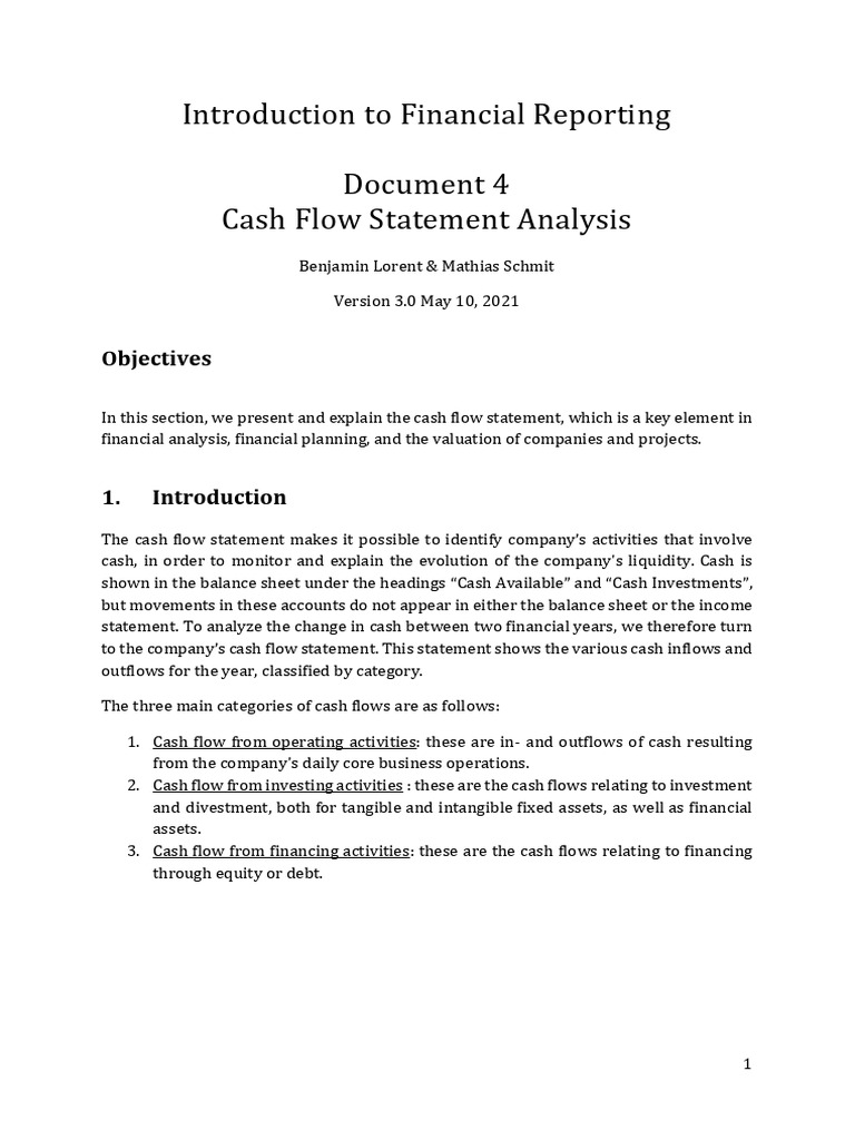 Mathias schmit document 4 introduction to financial analysis cash flow