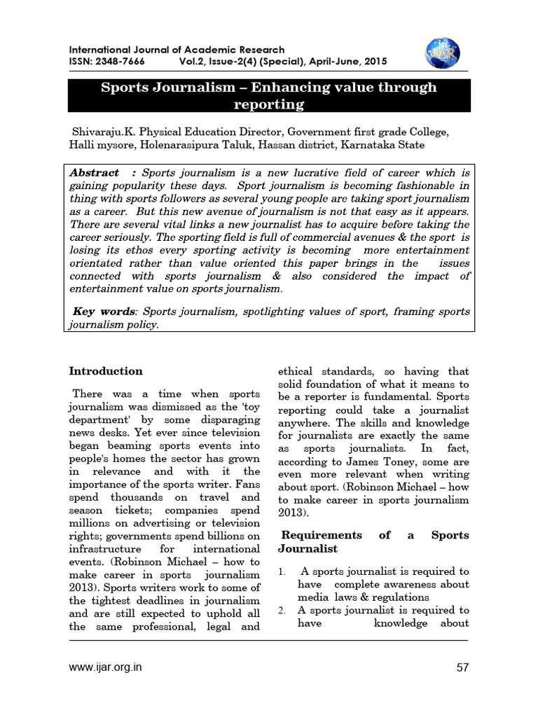 Sports Jounrnalism Requirements PDF Journalism Human Communication