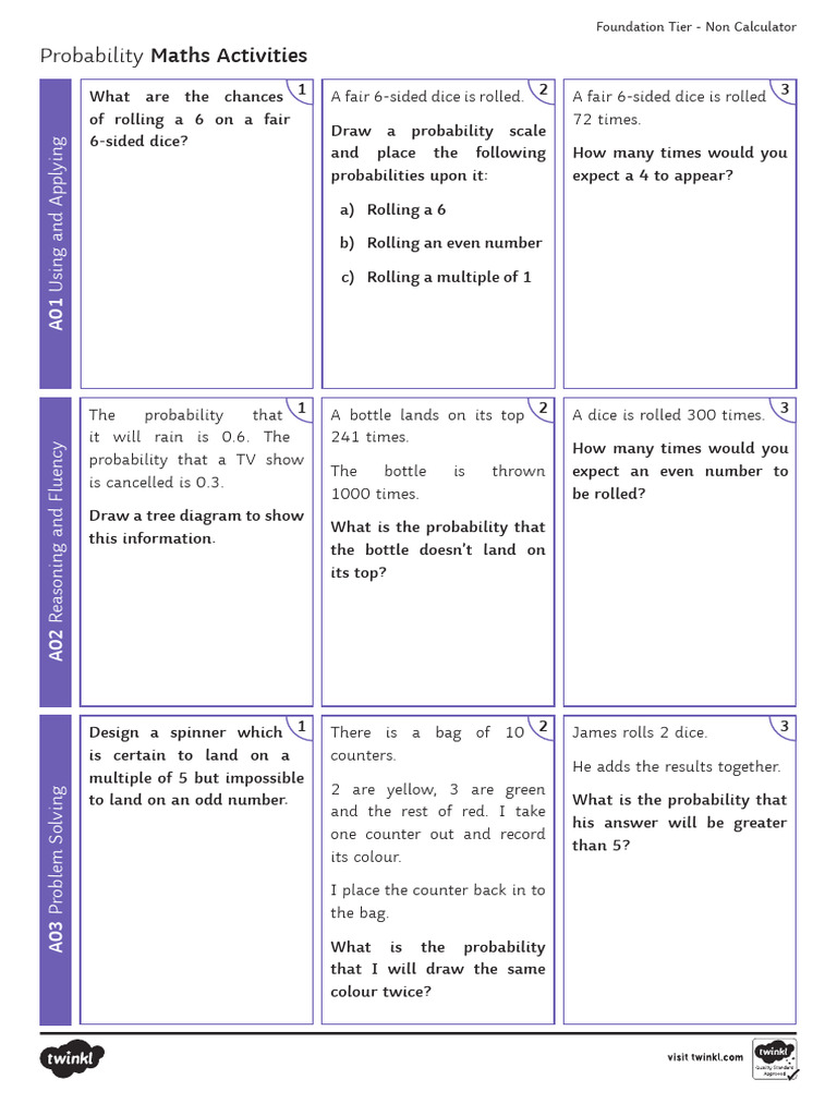 T4 m 53 foundation probability non calculator revision activity mat ver