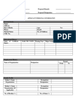 Personal Information Form For Interview Candidates