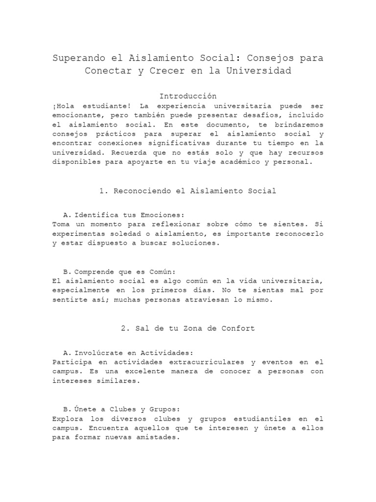Superando El Aislamiento Social Consejos para Conectar y Crecer en La ...