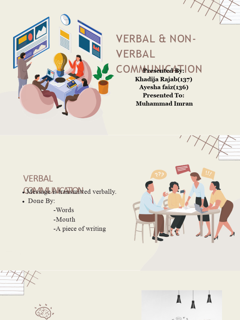 Verbal and Non Verbal Communication PDF Communication Nonverbal