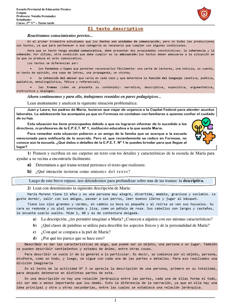 Ejemplos de Textos Descriptivos | PDF | Retrato