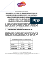 Communique Senelec Prise en Charge Facture Tranche Sociale 050420