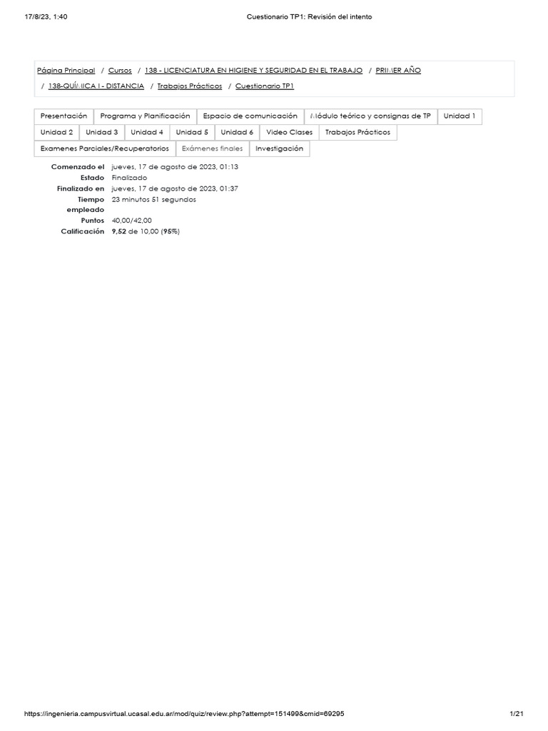Revisión Cuestionario TP1 Química I | PDF | Vapor | Sustancias químicas