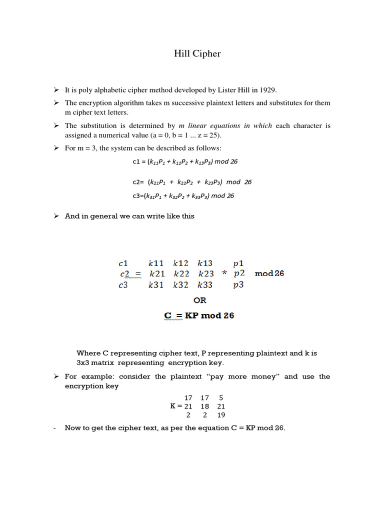 Hill Cipher | PDF