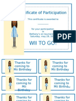 Certificate of Participation: Wii To Go!