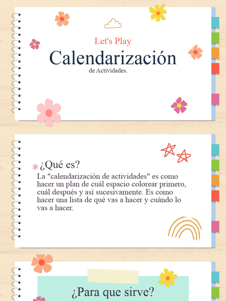 presentación, Calendarización de actividades. | PDF