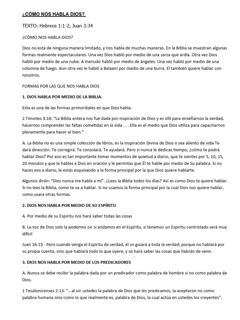 Formas en que Dios nos habla | PDF | Dios | Creencia religiosa y doctrina