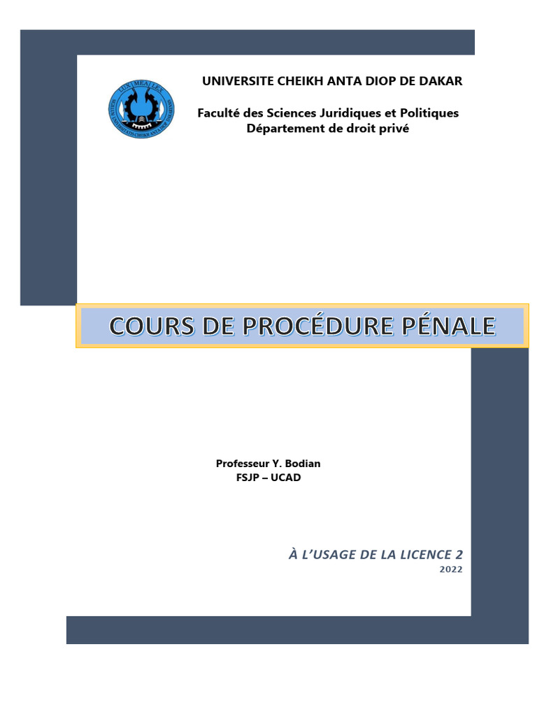 Cadre général de la procédure pénale | PDF | Loi criminelle ...