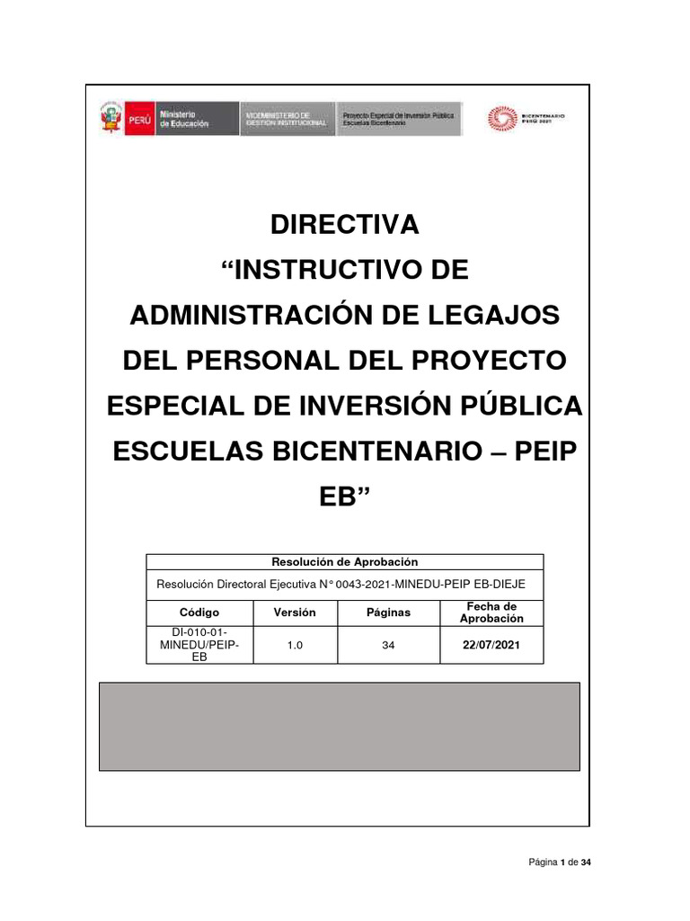 Instructivo de Legajos del Personal PEIP | PDF | Pensión | Gestión de ...