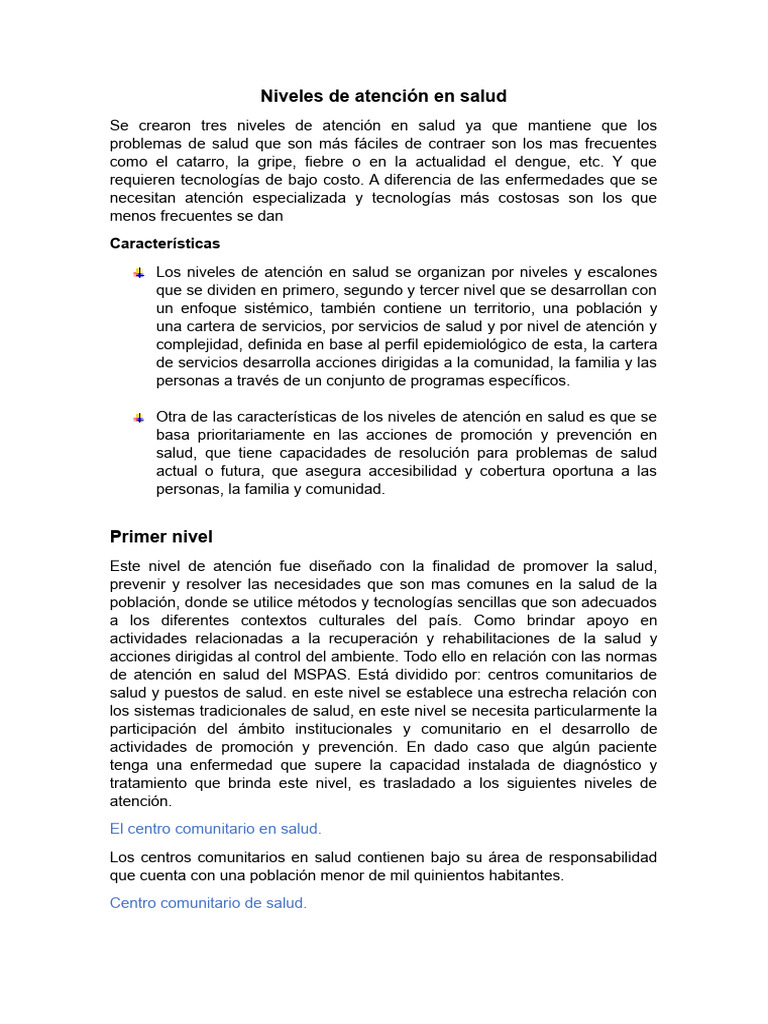 Guía de Niveles de Atención en Salud | PDF | Hospital | Ciencias de la ...