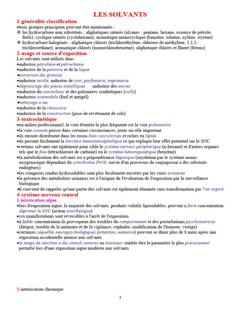 Classification des solvants et risques associés | PDF | Toluène | Benzène